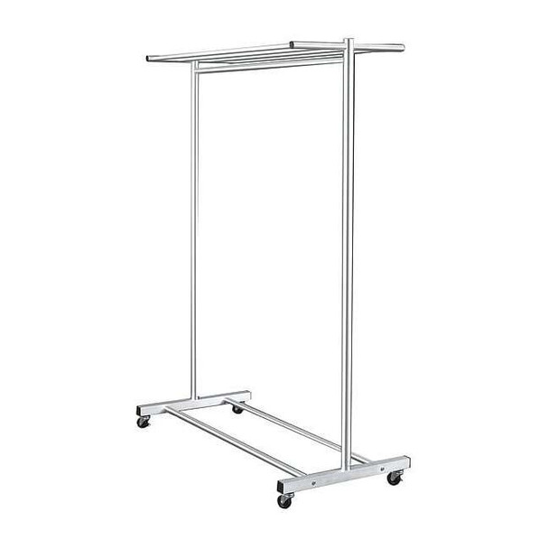 Glaro Single Sided Mobile Coat Rck,60 In,Satin 725-5SA