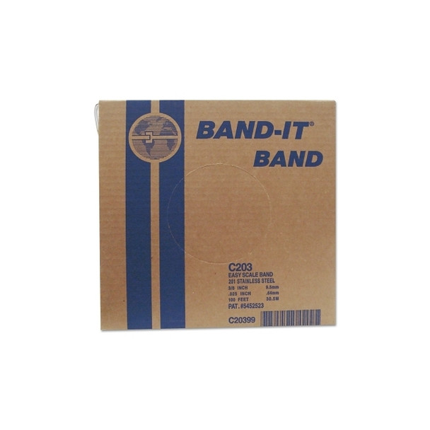 Stainless Steel Bands, 3/8 in x 100 ft, 0.025 in Thick, Stainless Steel
