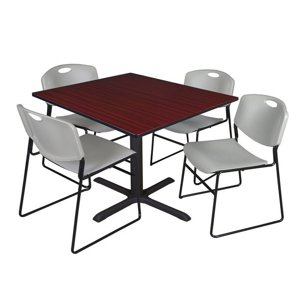 Cain Cain Square Table & Chair Set, Wood, Metal, Polypropylene Top TB4848MH44GY