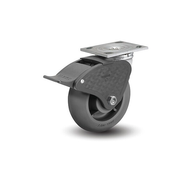 Albion Plate Caster,Swivel,Rubber,9 1/2"H 16XR08201ST