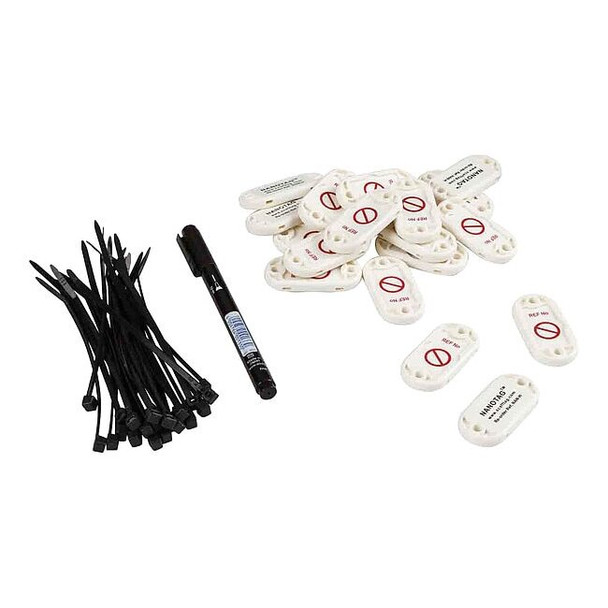 Brady Tag, NanotagTag Holder Kit, Plastic, White, 20 PK NAN-H