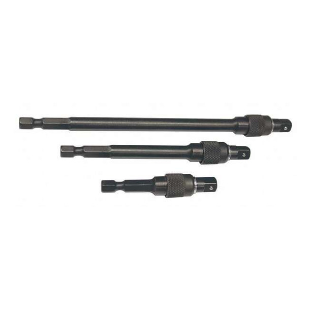 1/4" Drive Locking Extension Set, SAE, 3 pcs, Black Oxide
