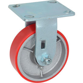 Global Industrial Heavy Duty Rigid Plate Caster 5"" Polyurethane Wheel 500 Lb. C