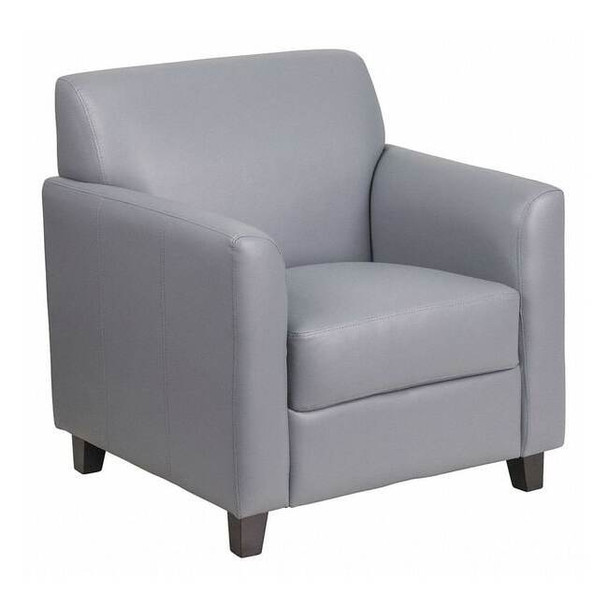 Contemporary Chair, Gray Back, 30-1/2 in W 29" L 31-1/2" H, Flared, Leather Seat