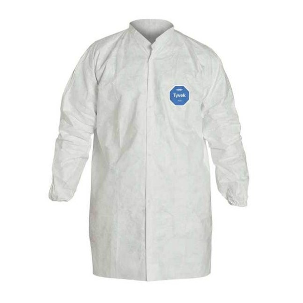 Disposable Lab Coat, Tyvek(R) 400, 0 Pockets, Snaps, 30 PK