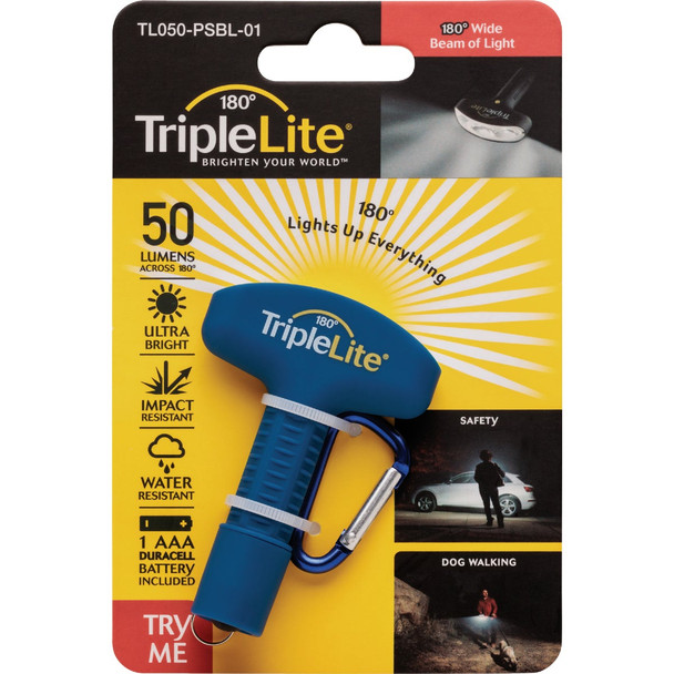 TripleLite 50 Lm. Blue 180 Deg Mini LED Flashlight with Carabiner TL050-PSBL-02
