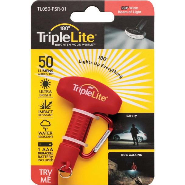 TripleLite 50 Lm. Red 180 Deg Mini LED Flashlight with Carabiner TL050-PSR-01