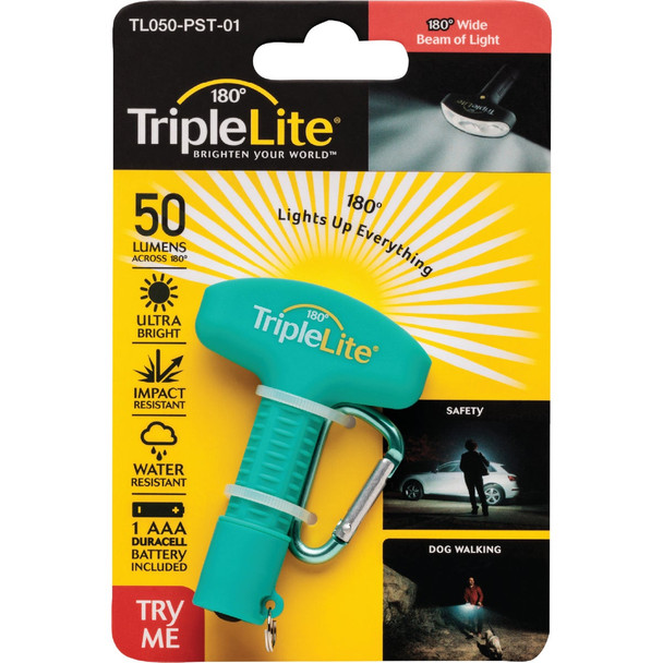 TripleLite 50 Lm. Teal 180 Deg Mini LED Flashlight with Carabiner TL050-PST-01