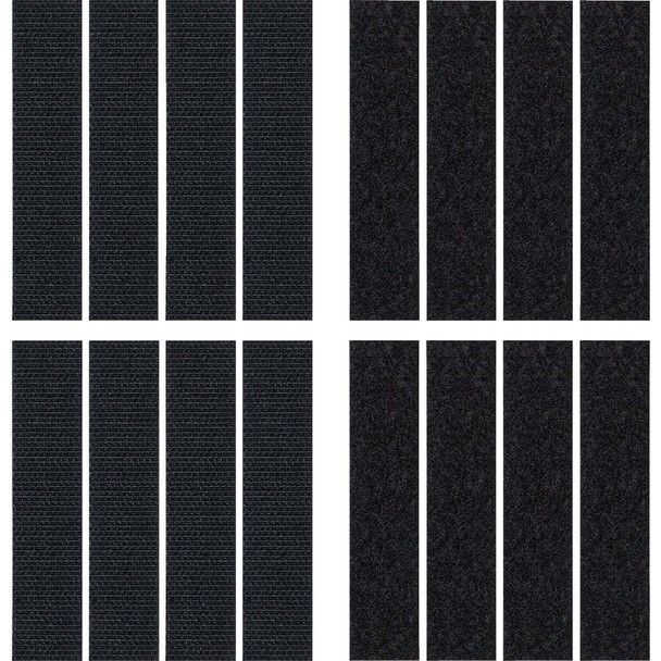 Wrap-It Storage Stick 'Em 3/4 In. x 3-1/2 In. Black Hook & Loop Strip (8-Count)