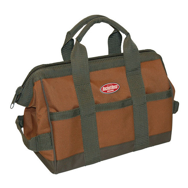 Bucket Boss® GateMouth® Jr. Tool Bag, 9"L x 12"H x 16"W, Brown/Green, 1/Each