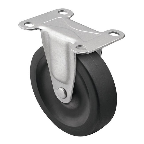 5" X 15/16" Non-Marking Rubber Soft Rigid Caster, No Brake, Loads Up To 130 lb