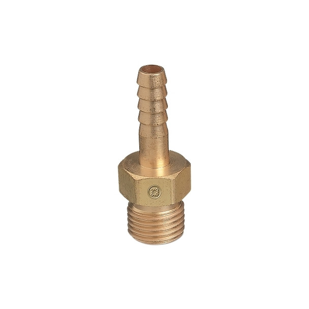 Brass Hose Adaptors, Male/Barb, Brass, RH, 1/4 in