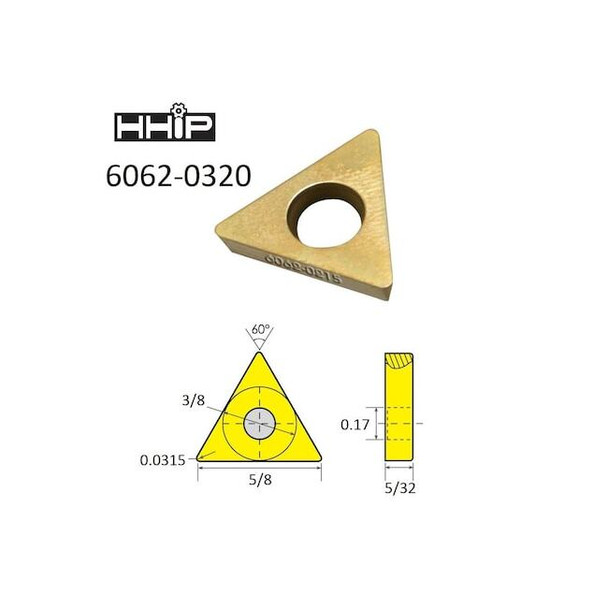 Hhip TDEX 32 TiN Coated C-5 Carbide Insert 6062-0320