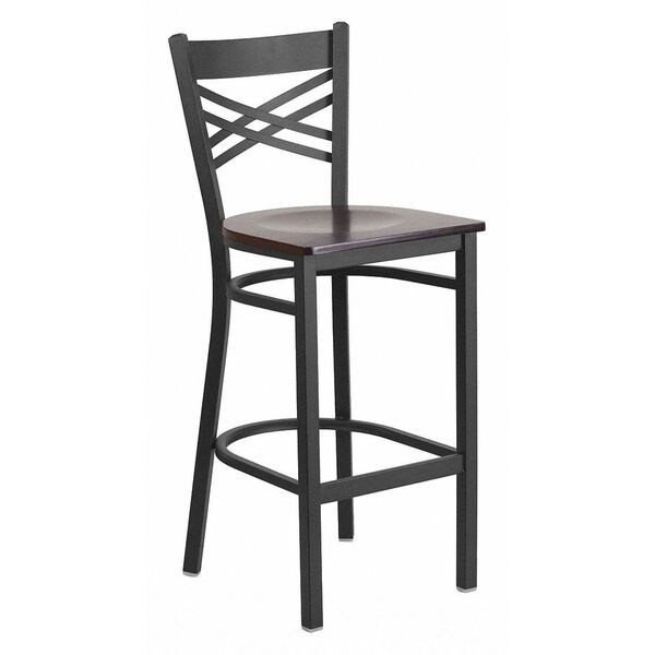 Flash Furniture Restaurant Stool,X Back,Walnut Seat XU-6F8BXBK-BAR-WALW-GG