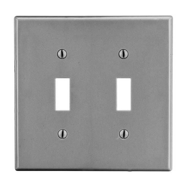 Toggle Switch Wall Plate, Number of Gangs: 2 Plastic, Satin Finish, Graphite