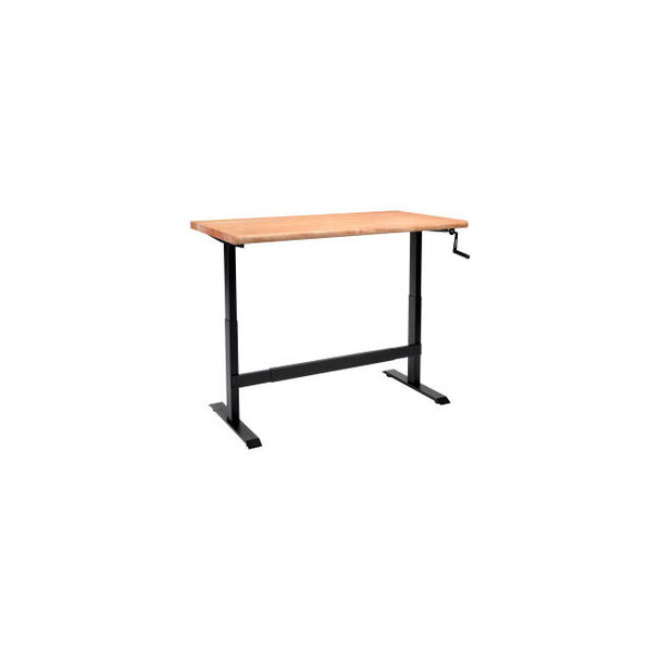 Global Industrial Hand-Crank Adjustable Height Workbench Maple Safety Edge 60""W
