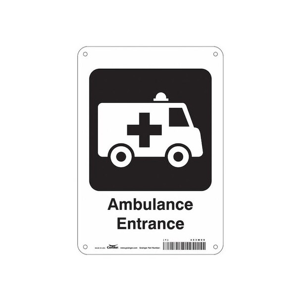 Ambulance Entrance, 7 in W x 10 in H, Horizontal Rectangle, Aluminum, 453M09