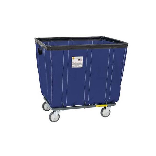 Antimicrobial Vinyl Basket Truck with Steel Base, 8 Bushel, Navy