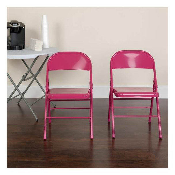 Flash Furniture Fuchsia Folding Chair,PK2 2-HF3-FUCHSIA-GG