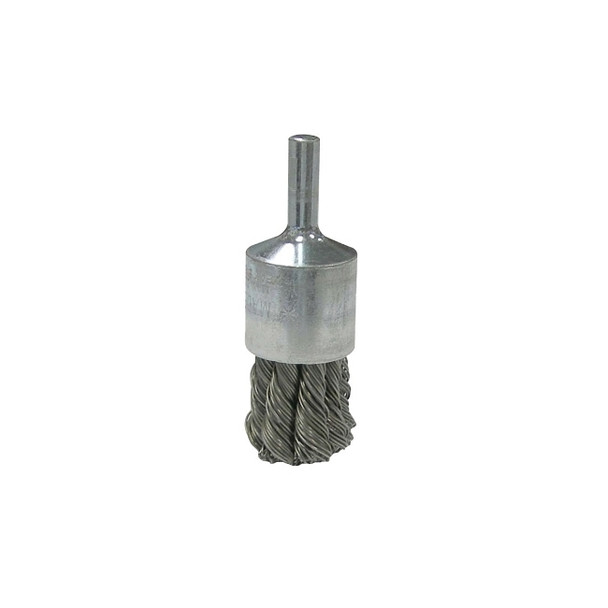 Vortec Pro Stem Mtd Knot Wire End Brushes, Stainless, 3/4 in Dia, .014 Wire Pack of 10