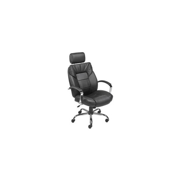 Interion Big & Tall Chair With High Back & Fixed Arms Bonded Leather Black