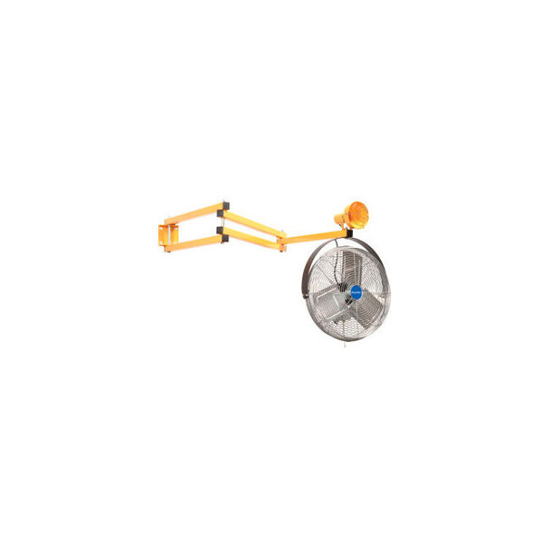 Global Industrial Triple Arm Dock Light w/ 18"" 3-Speed Fan 90"" Reach Par38 Bul