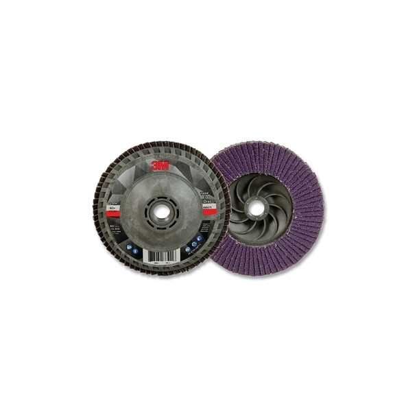 Flap Disc 769F, 4.5 in dia, 60+ Grit, 5/8 in-11 arbor, 13300 RPM