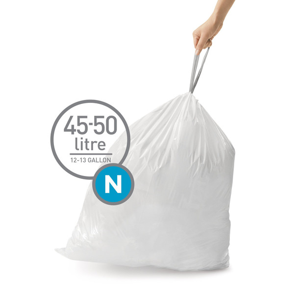 Simplehuman 40 - 50 L Trash bag liners, 1.18 mm, White CW0275