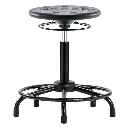 Stool, Polyurethane, Black, 20 1/2 in to 28 1/2 in Seat Height