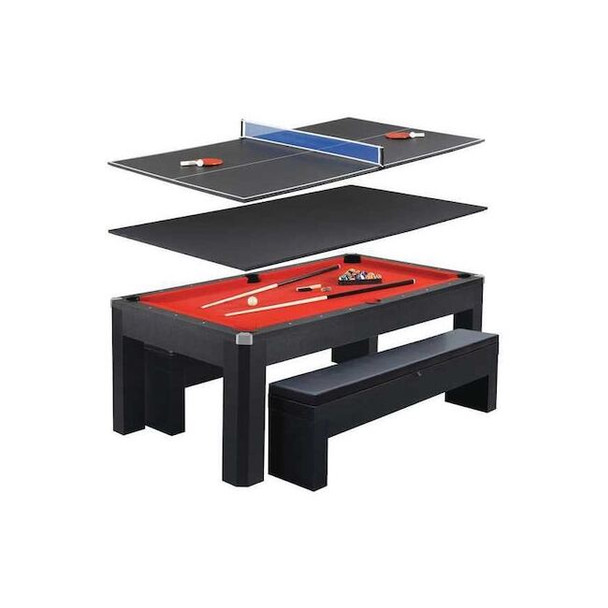 Hathaway Park Avenue 7-Ft Pool Table Tennis Combo Set w/ Storage BG2530PR