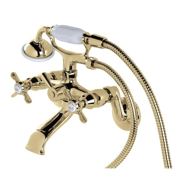 Wall-Mount Clawfoot Tub Faucet, Polished Brass, Wall Mount