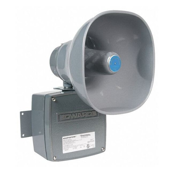 Remote Speaker Amplifier, Horn, Continuous, 120V AC, 100 dB, Zinc Alloy, Gray