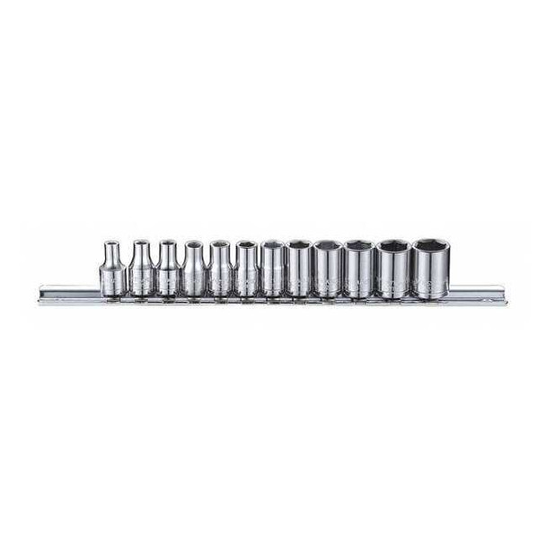 1/4" Drive Socket Set, Metric, 12pcs, Skt St, Chrm, 22-32 mm, 12Pt