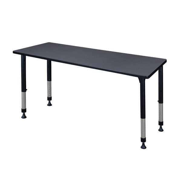 Rectangular Classroom Tables, 72 W, 24 L, 23-34 H, Wood, Metal, Grey