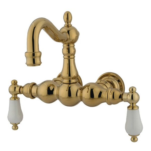 Wall-Mount Clawfoot Tub Faucet, Polished Brass, Tub Wall Mount