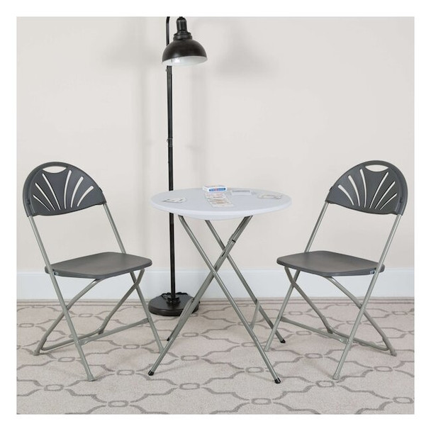 Flash Furniture Charcoal Plastic Folding Chair,PK2 2-LE-L-4-CH-GG
