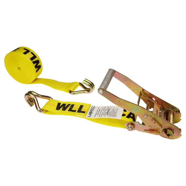 Us Cargo Control 2" x 18' Yellow Ratchet Strap w/ Double J Hook 5018WH-Y