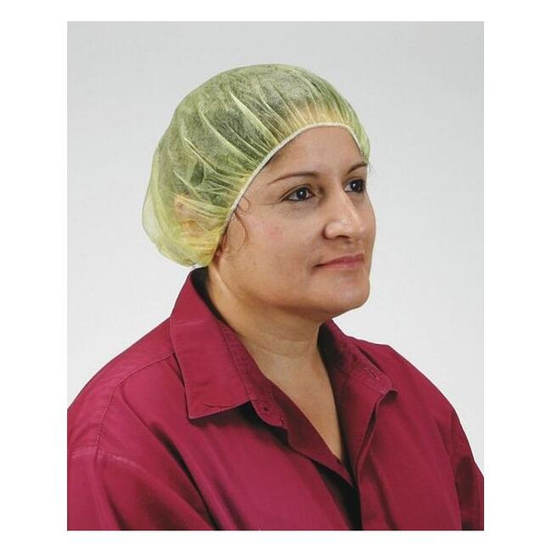 Condor Bouffant Cap, Polypropylene, 28 in Dia., Yellow, XL, 100 PK 3EZD6