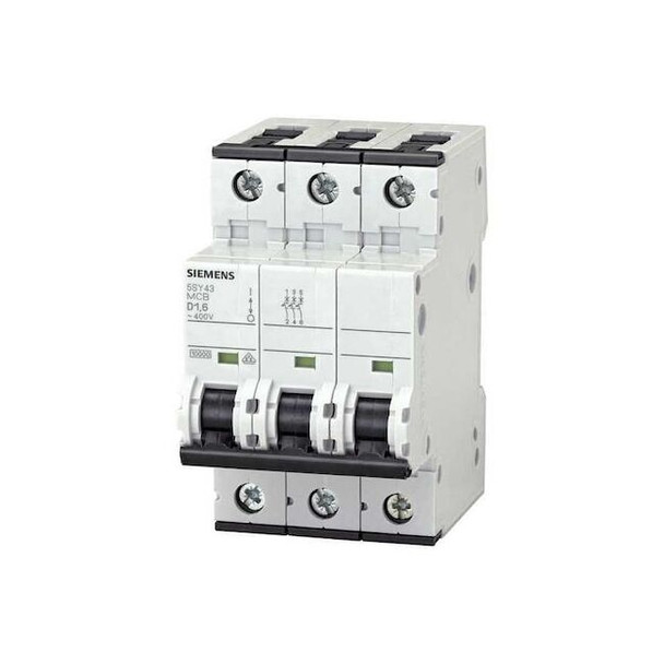 Circuit Breaker, 5SY4 Series, 16A, 3 Pole, 400V AC, 10kA at 400V AC, C Curve