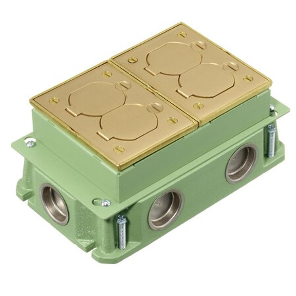Hubbell Wiring Device-Kellems Floor Box,Brass/Cast Iron,Rectangular FB4233