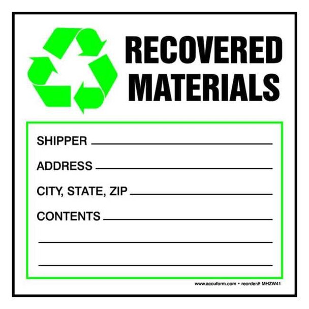 Accuform DOT Handling Label, White, Vinyl, PK100 MHZW43EVC