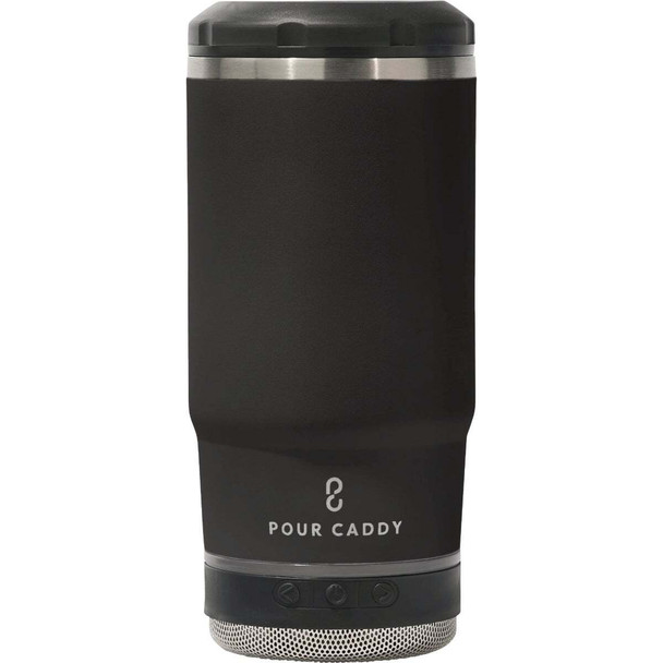 Pour Caddy Chill & Brew 14 Oz. Black Insulated Drink Holder with Speaker