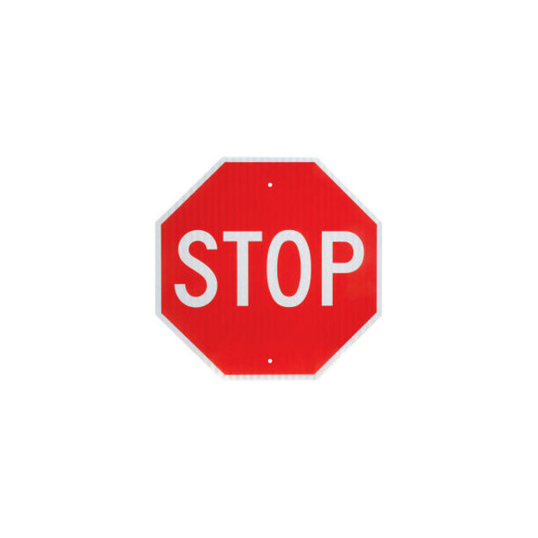 Global Industrial Aluminum Sign - Stop - .080"" Thick White/Red 652645
