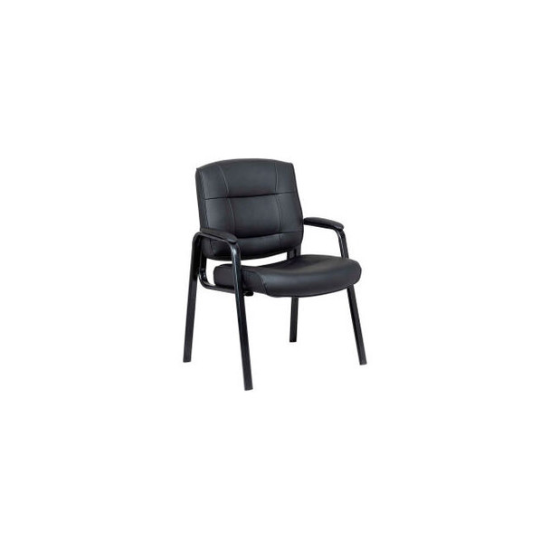 Interion Antimicrobial Leather Guest Chair Black
