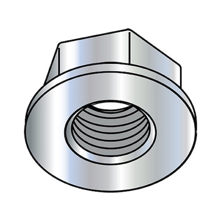 Flange Nut, #10-32, Steel, Zinc Baked, 0.375 in Hex Wd, 0.13 in Hex Ht, 4000 PK