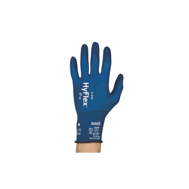 11-818 Thin Work Gloves, Palm Coated Nitrile, 8, Blue