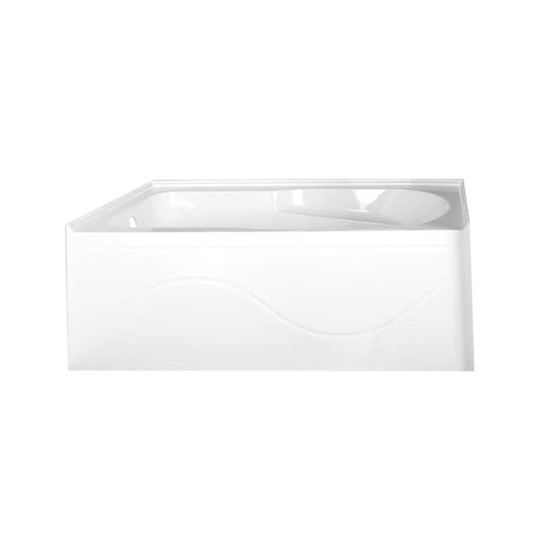 VTAP603022L 60" Acrylic Alcove Tub w/Ant, 60" L, 30" W, White, Acrylic, Left