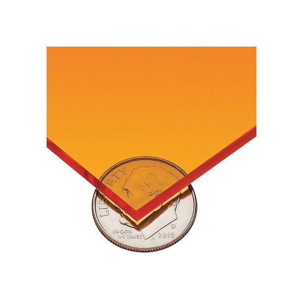 Orange Cast Acrylic Sheet Stock 48" L x 24" W x 1/8" Thick