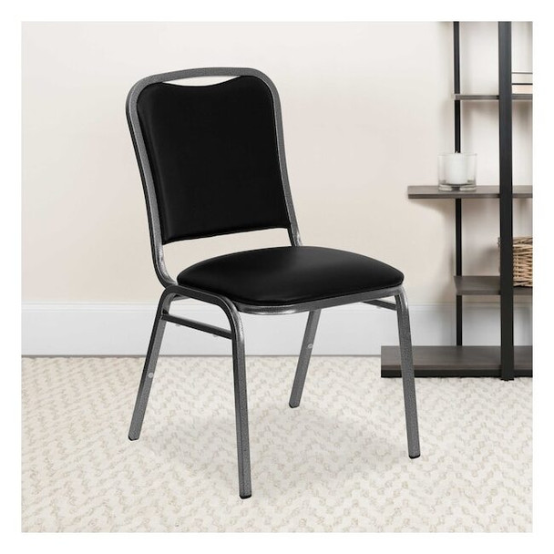 Flash Furniture Black Vinyl Banquet Chair,PK4 4-NG-108-SV-BK-VYL-GG