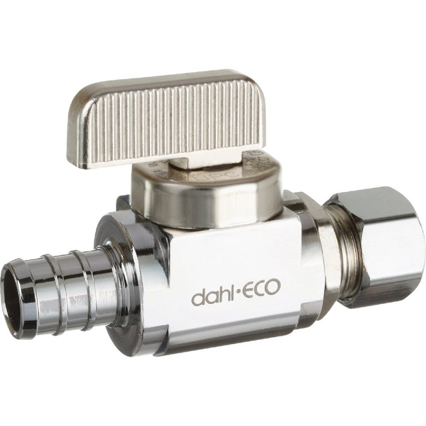 dahl 1/2 In. PEX Crimp x 3/8 In. OD Comp Straight Plated Supply Stop dahl 1/2 In. PEX Crimp x 3/8 In. OD Comp Straight Plated Supply Stop